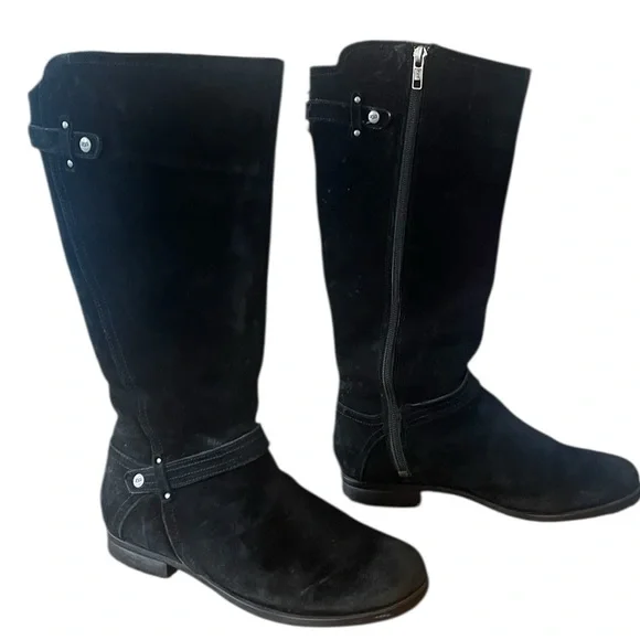UGG Jillian knee high side zip black suede boots. Sherpalined. Size 7.5 GUC - Picture 8 of 16